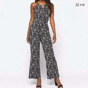 Brand New Elegant Black and White Floral Jumpsuit